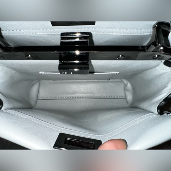 Fendi Peekaboo Mini Light Blue Studded Leather Two Way Top Handle Bag - Picture 12 of 16